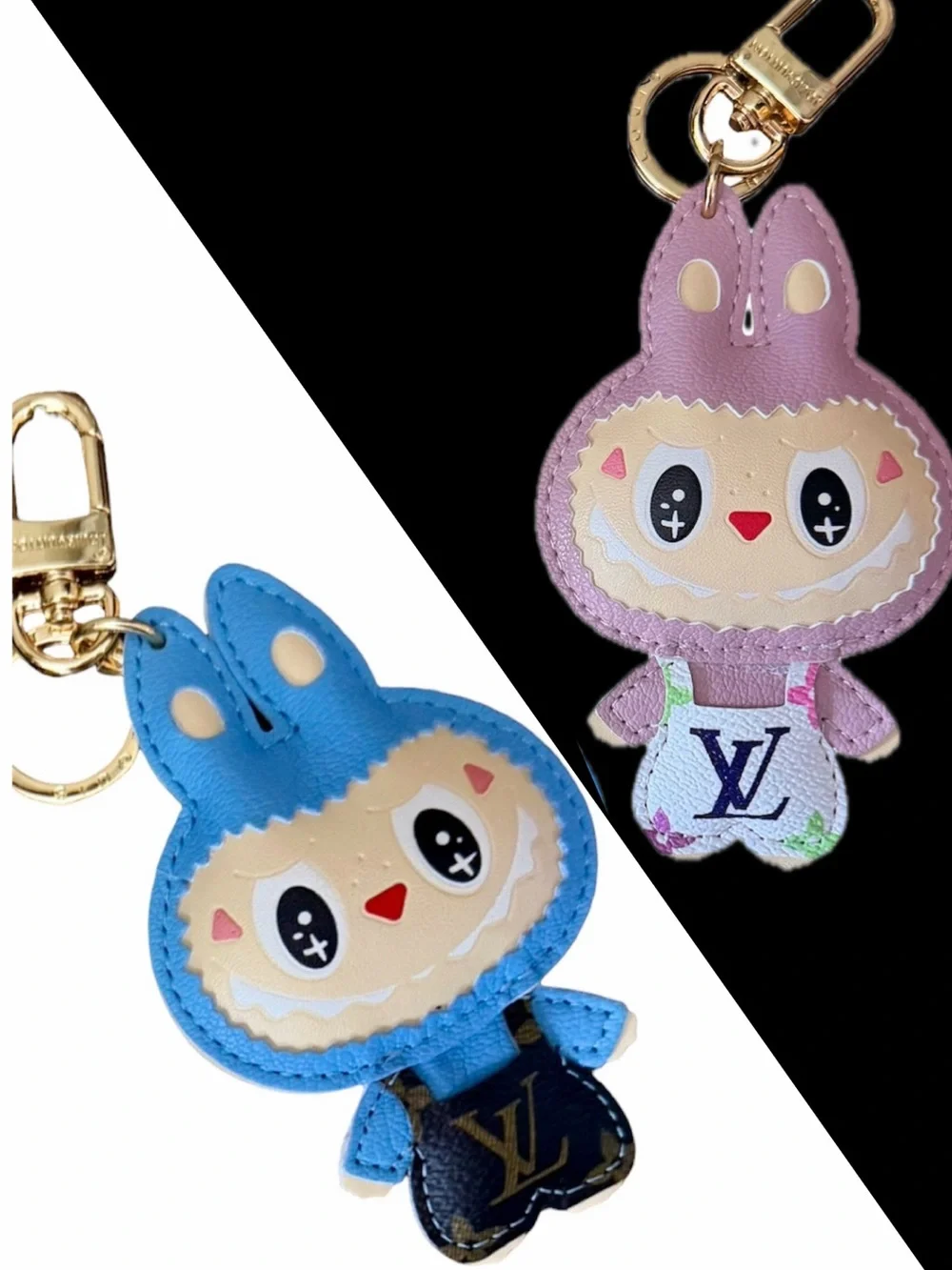 Labubu Designer-Inspired Keychain Bag Charm – Pink or Blue – Handmade Style